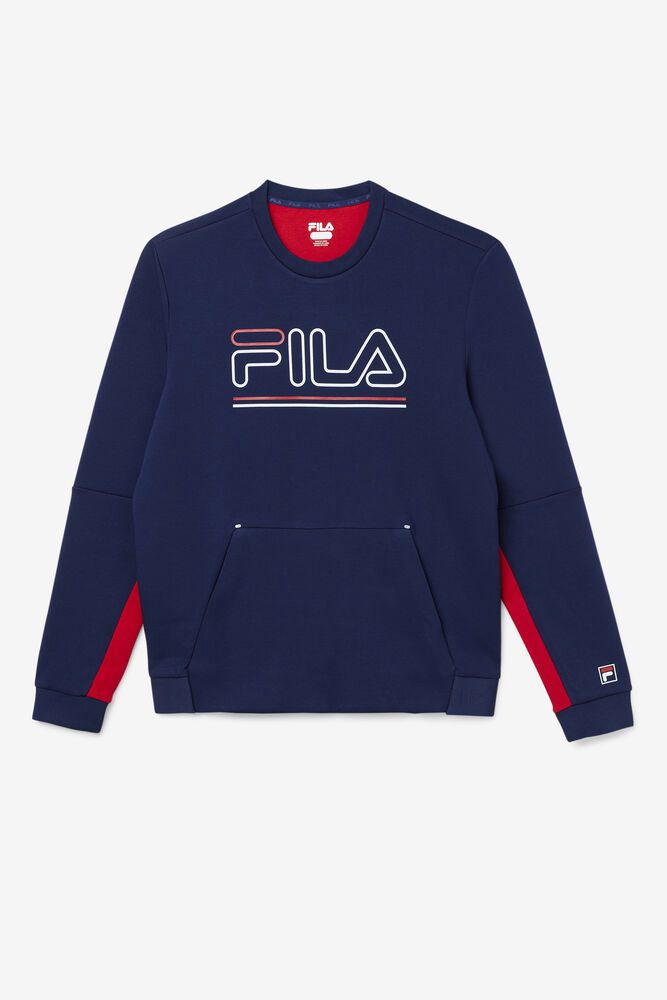 Fila Dooley Tech Crew Navy Sweatshirt Mens - NZ 57293-QAZS